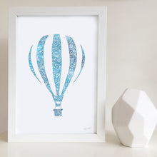 hot air balloon water colour artwork by Hayley Lauren Design 