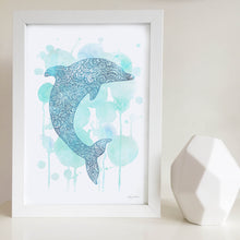 Dolphin Blue Watercolour Art Print