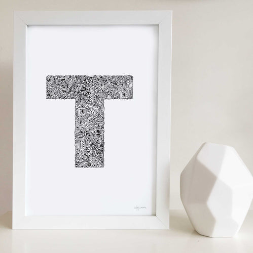 Letter T Wall Art print for nursery or kids bedrooms 