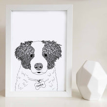 Border collie artwork personalised with your dogs name designed by Hayley Lauren Design in Melbourne, Australia 