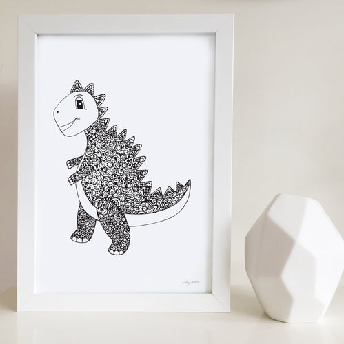 dinosaur art print for nursery or kids bedroom