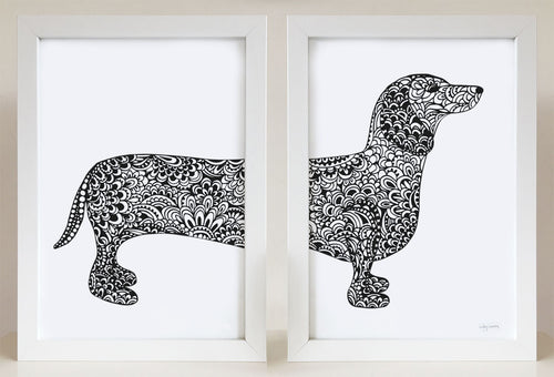 dachshund wall art print for sausage dog lovers by Hayley Lauren Design