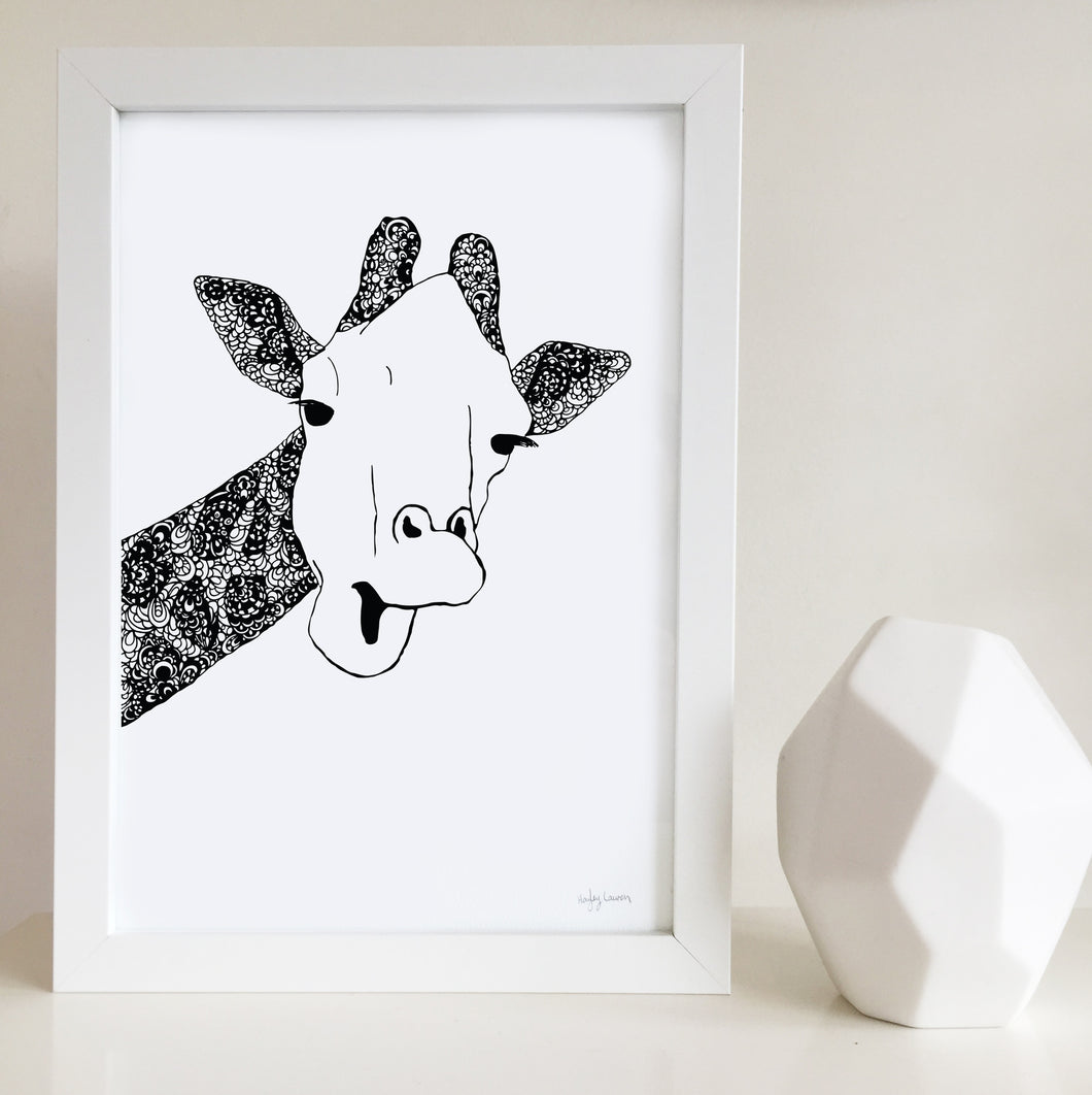 Giraffe nursery print by Hayley Lauren Design