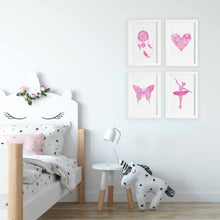 pink themed nursery and kids bedroom art prints dreamcatcher heart butterfly ballerina by Hayley Lauren Design